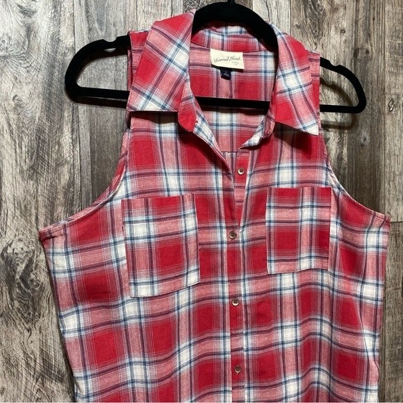 Universal Thread- Red Plaid Sleeveless Button Front Dress- Sz. L - Picture 5 of 10